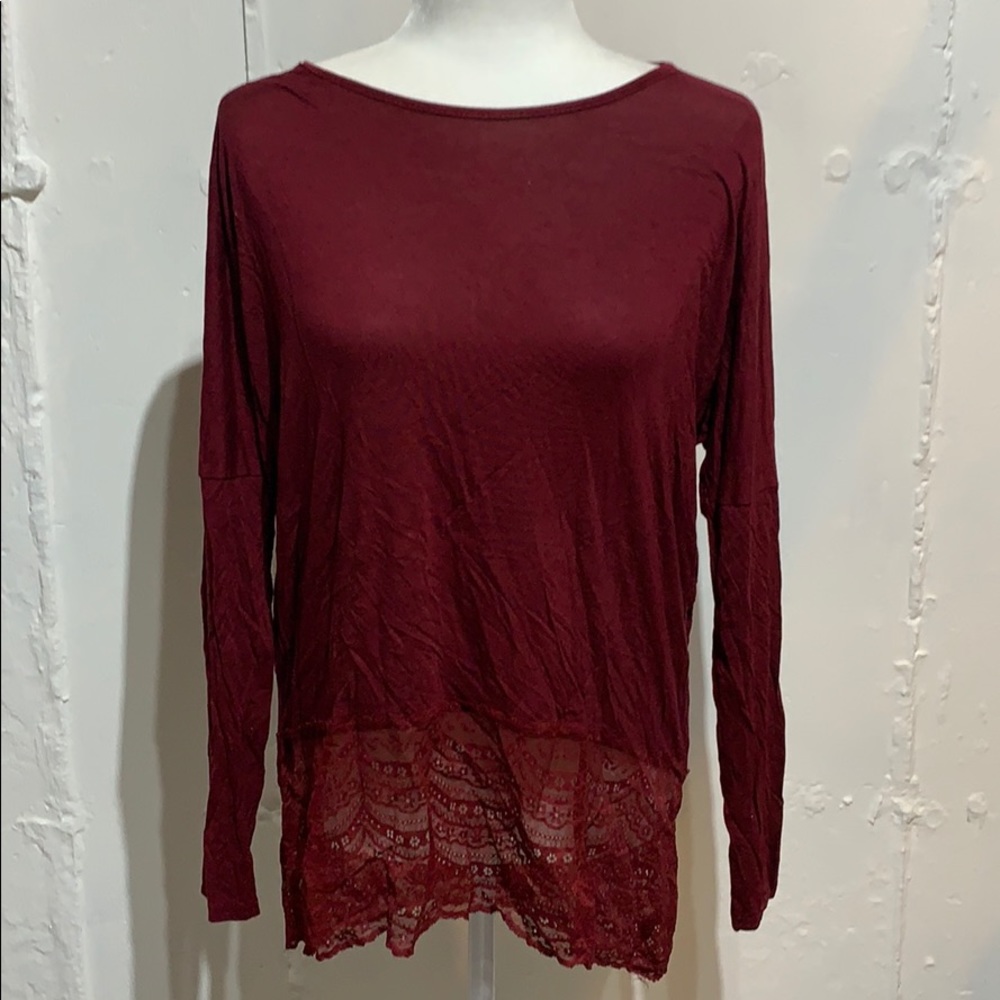 BoHo cranberry long sleeve blouse